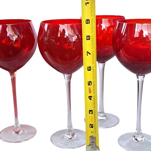 Lenox Holiday Gems Ruby Red Balloon Cup Large Crystal Wine Glasses - Set of 4 - Picture 7 of 14